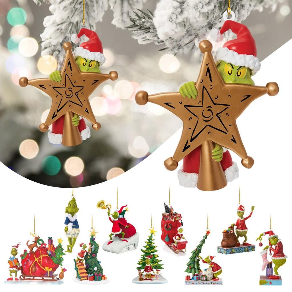 Creative Grinch Christmas Tree Decorative Acrylic Car Hanging Ornament For Holiday Cheer