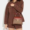 Coach Samy 24 Classic Monogram Print Push Lock Closure Leather And PVC Shoulder Bag Crossbody Bag Tote Bag Medium Women Bags Brown Red CH724-B4NQ4