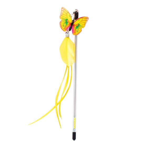Cat Teaser Stick Simulated Butterflies Retractable Wand Toy with Bell Interactive Training Play Pet Supplies Cat Stick Cat Teaser Pole with Tassel