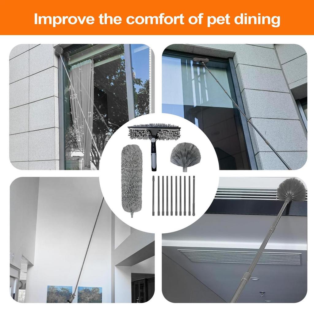 Ceiling Duster Cobweb Duster High Reach Wall Cleaner Ergonomic Multi-Function Ceiling Fan Brush Dusting Cleaning Supplies