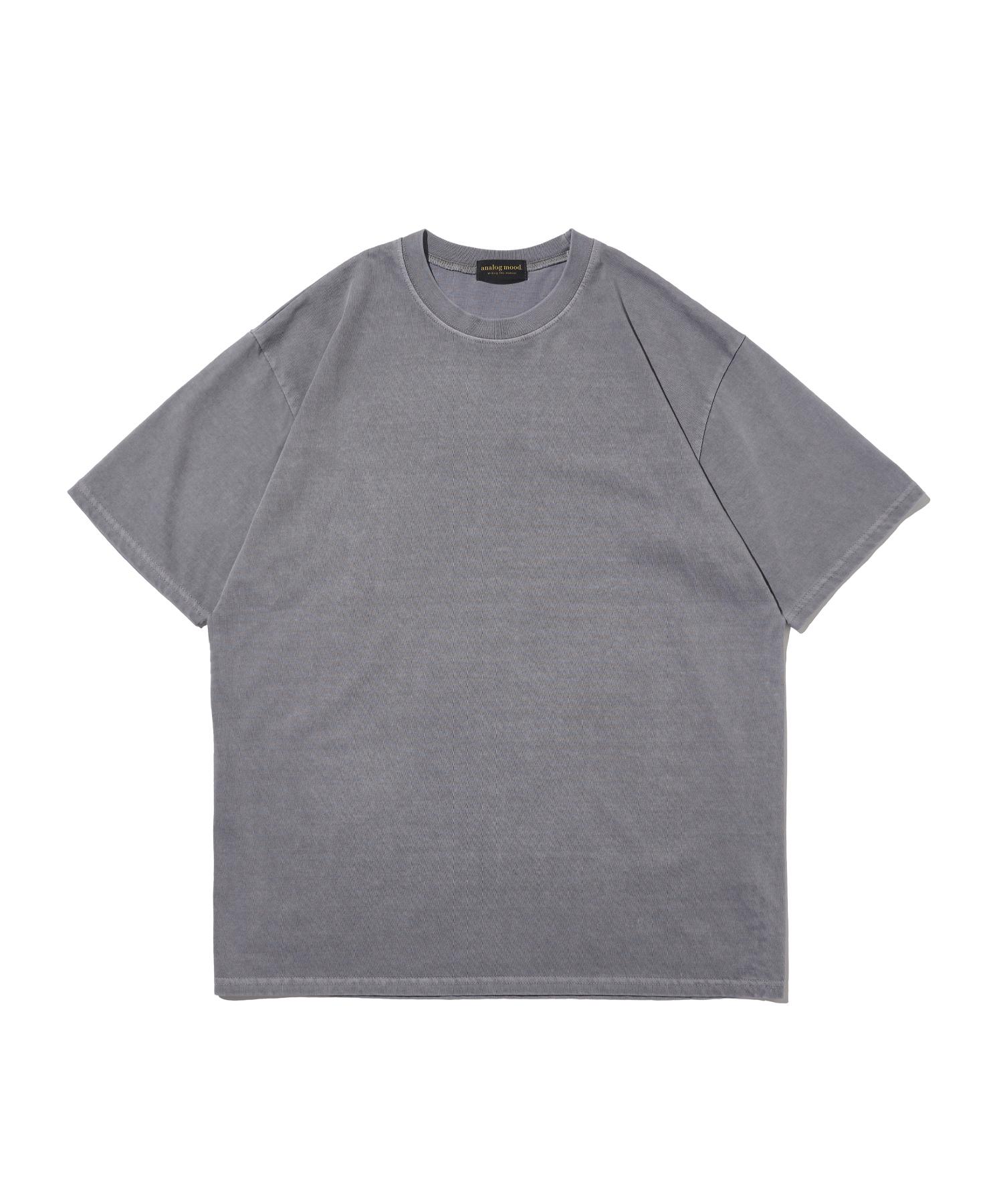 Analog Mood Basic Plain Pigment Short Sleeve T-Shirt (Gray) Free