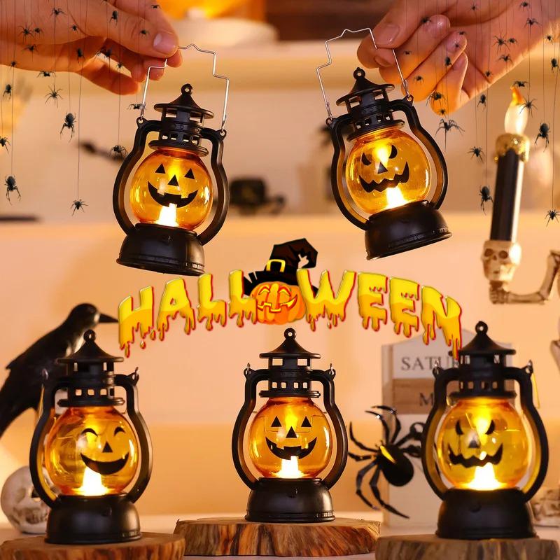 DIY Hanging Halloween LED Pumpkin Ghost Lantern Lamp  Scary Candle Light Decorations for Home Horror Props Kids Toy Halloween