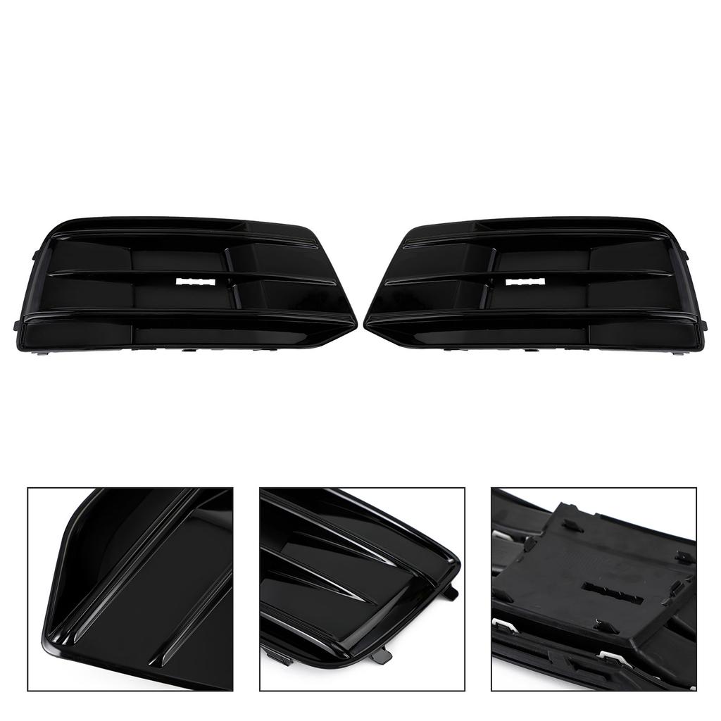 2PCS Front Bumper Cover Grille Bezel Insert 80A807679D 80A807679DRU6 fit for Q5 2018-2022 Gloss Black