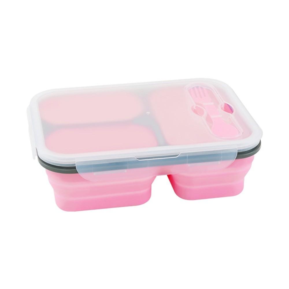 1350ml Microwaveable Silicone Lunch Box Rectangular Airtight Foldable Lunch Box with Spork Fresh Keeping