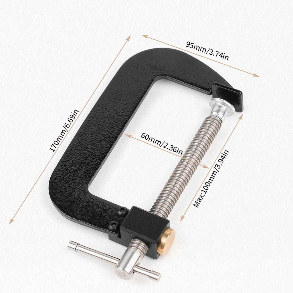 G Clamp 4 Inch Heavy Duty Steel Clamps Set, Cast Iron Frame Black Industrial Strength Clamp for Woodworking, Welding & Building