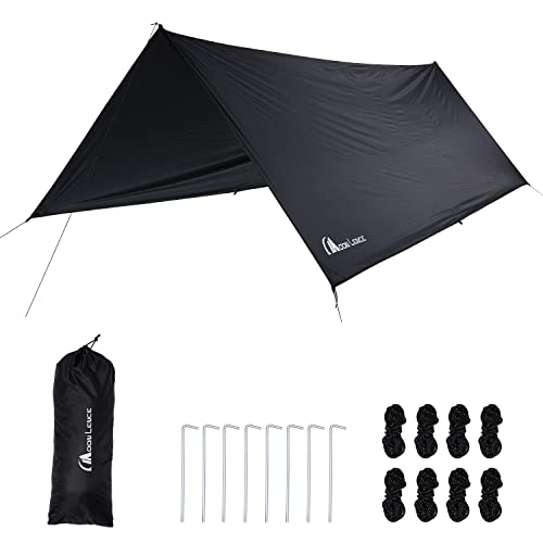 MOON LENCE Tarp, 3m x 4m, Black Gum Finish, Waterproof Rectangular Tarp, 3000mm Water Pressure Resistance, UV Protection, Sunshade, Awning, Camping, L