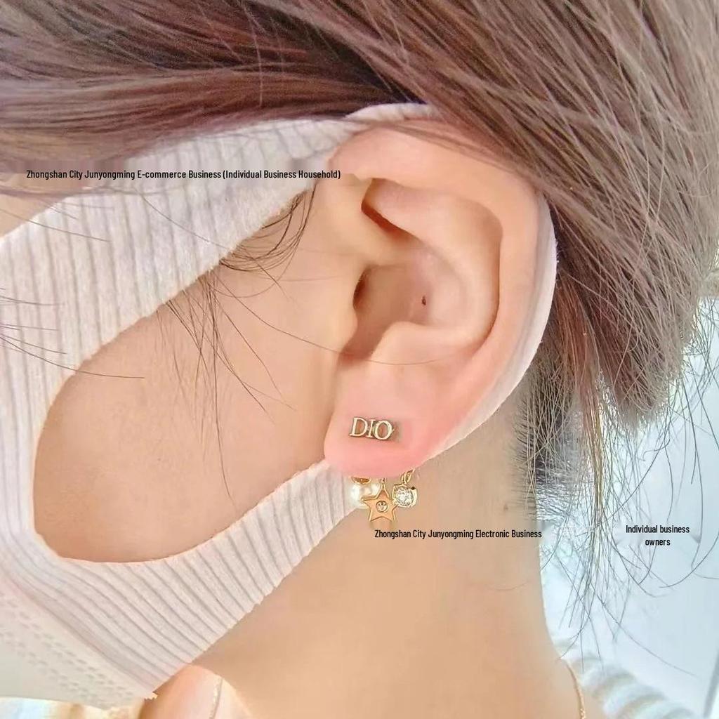 Di Jia Quasten-Stern-Perlenohrringe - Süße Diamant-Stecker für Damen