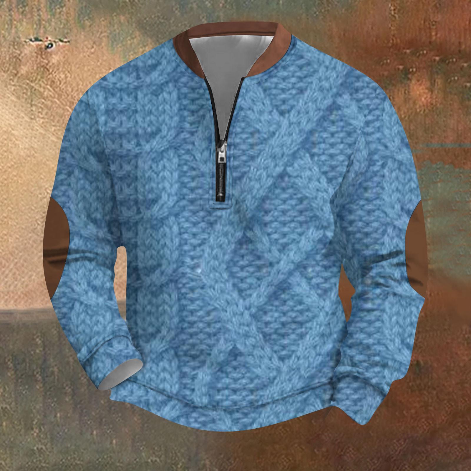 

Чоловічий ретро повсякденний світшот на блискавці Модний спортивний пуловер з принтом XXXXL