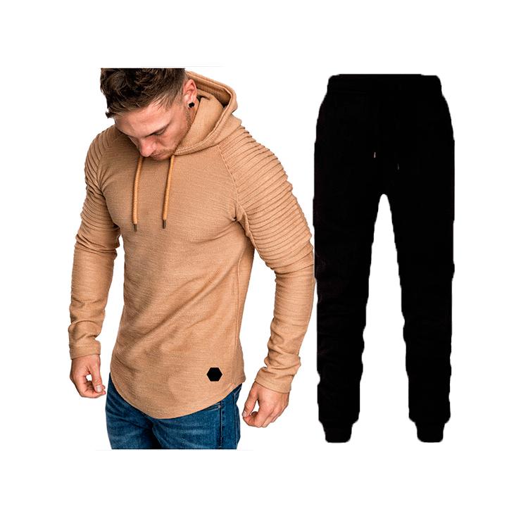 2-teiliger Trainingsanzug für Herren, modisches Laufset, Sweatshirt + Jogginghose, mit Kapuze, Sportbekleidung, Reißverschluss, Hoodies, lässige Herrenbekleidung