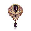Womens Designer Crown Pin With Glass Pendant And Electrophoretic Finish