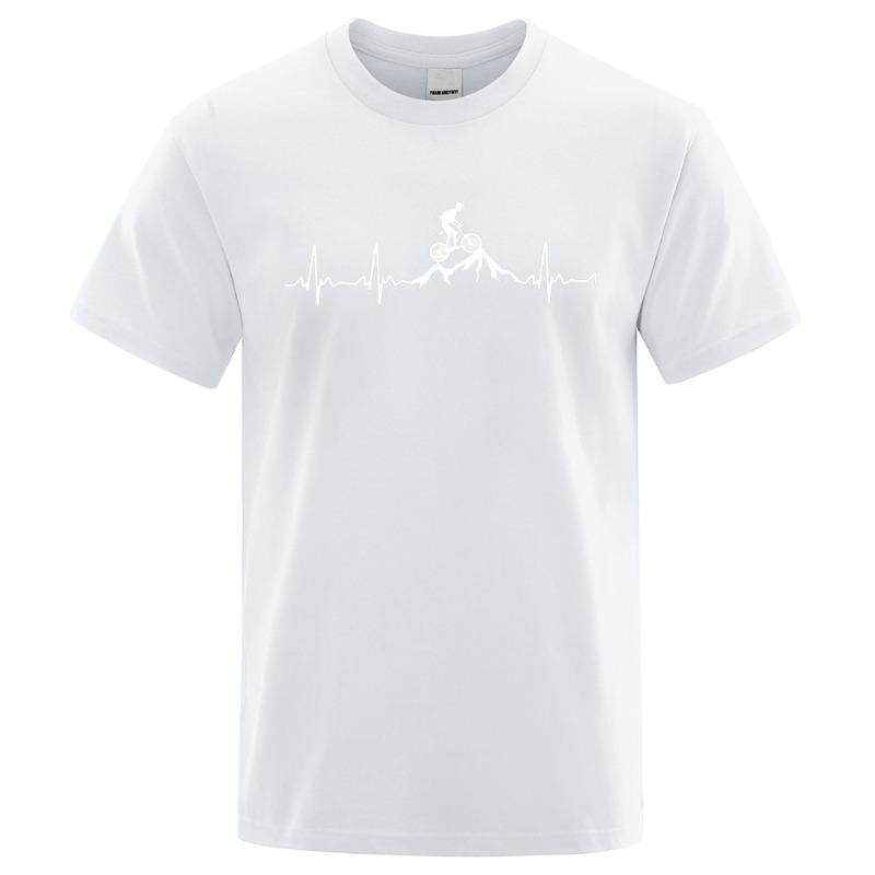 

Горный велосипед Сердцебиение Смешной Mtb Dirt Bike Мужская футболка Хип-хоп Повседневные топы Летняя уличная футболка свободного покроя из хлопка с коротким рукавом 4XL