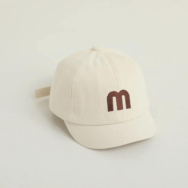 Letter M Baby Baseball Cap Infant Embroidery Peaked Hat Kids Solid Color Duck Tongue Caps 1-3year Boys Girls Short Brim Visors