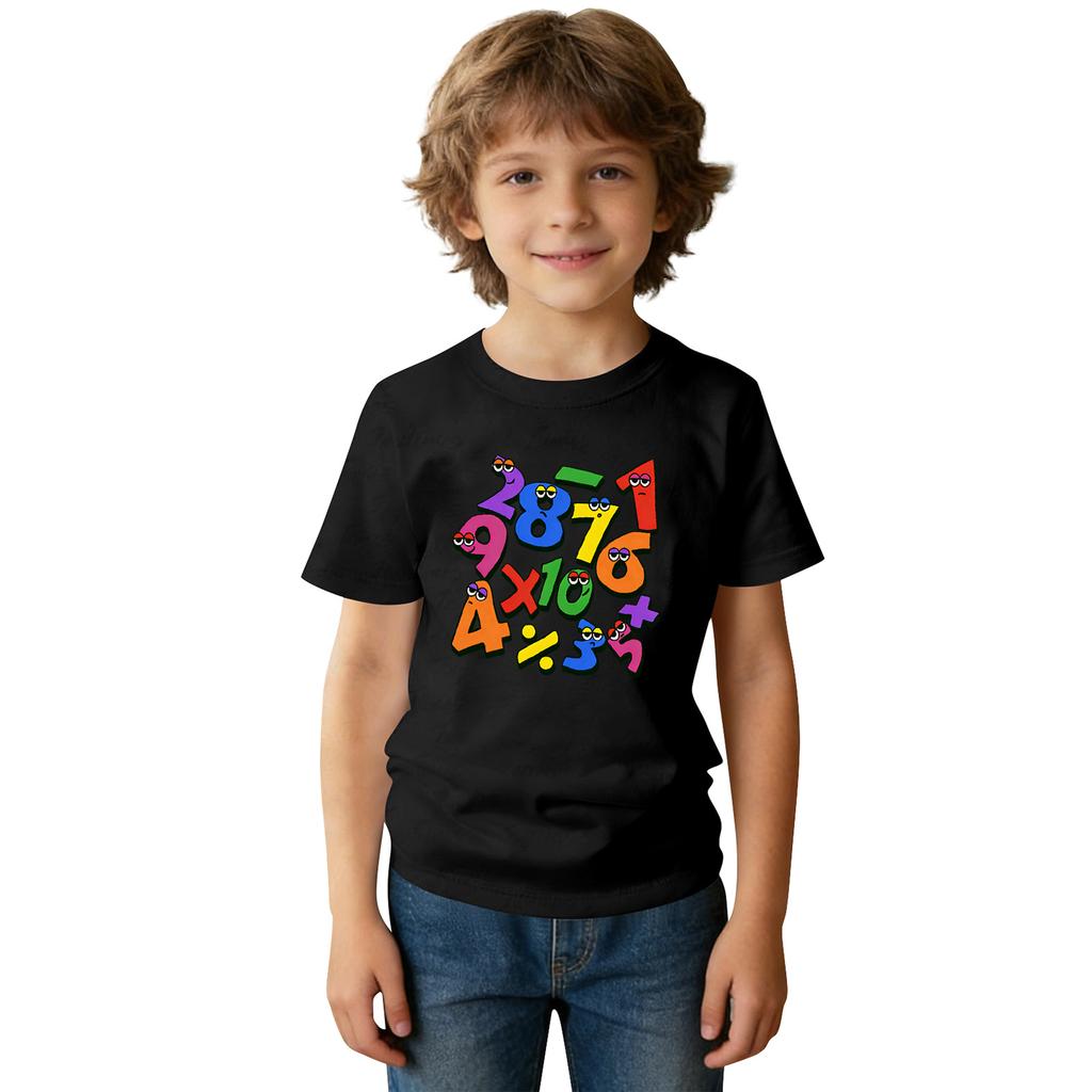 Modische Rundhals-Kurzarm-Arbeitskleidung bedruckte Oberteile für Kinder-Sommeroberteile