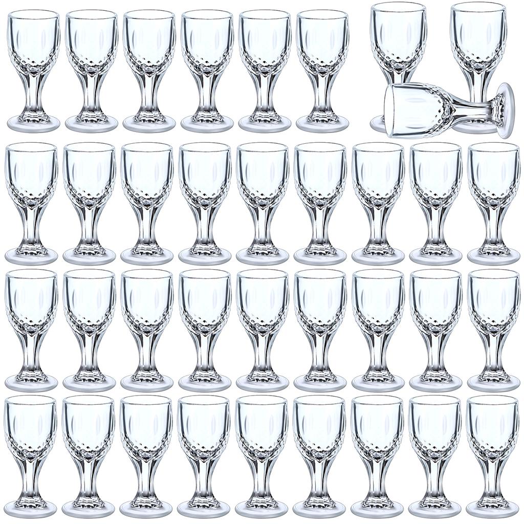 36-Pack Shot Glasses Set, 10Ml/0.338 Oz Mini Shot Glasses with Stem, Mini Wine Glasses for Whiskey Drinking Games, Thickness Glass