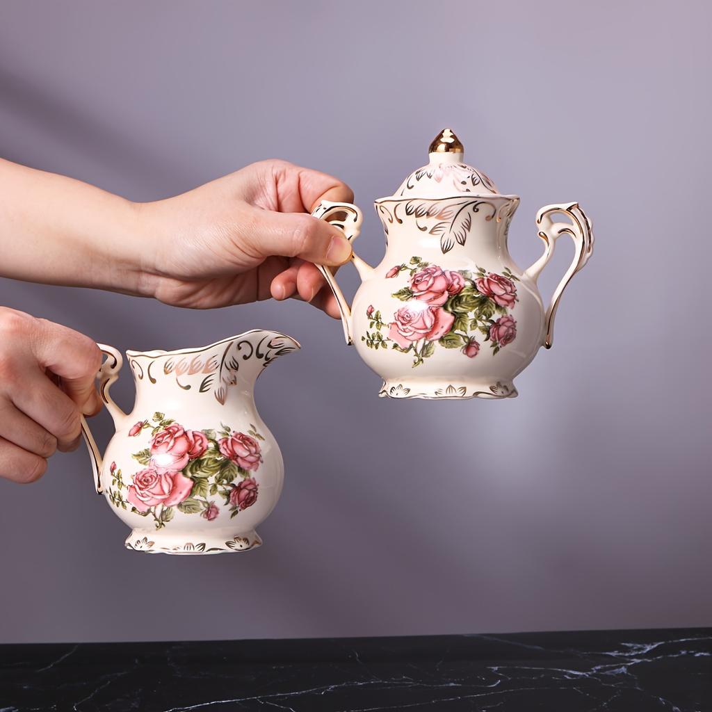 2pcs European Ceramic Sugar Jar Milk Jug Set Coffee Dripper Cup Hotel Milk Jug Square Sugar Box Storage Container Seasoning Pot