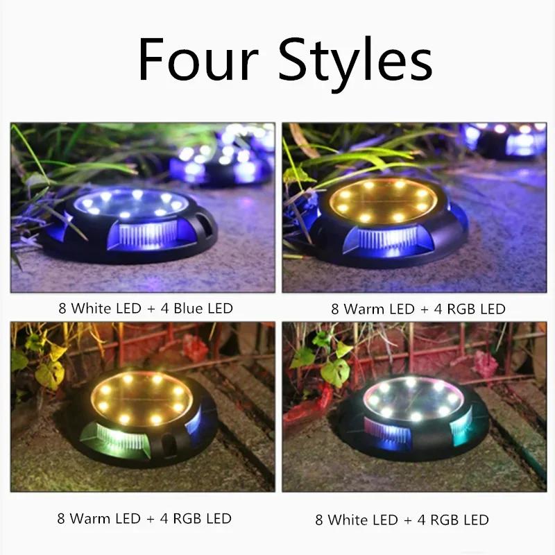 4PCS 12LED Solar Power Disk Light Outdoor Garden Solar Underground Light Deck Light Spotlight Buried Solar LED Lamp Garden Decor