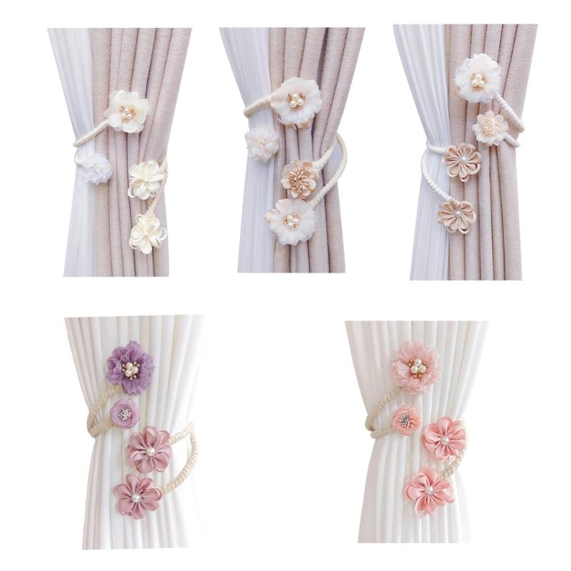 Fermaglio per Tenda a Fiore Fatto a Mano Elegante Decorativo Clip Fermatenda Fibbia Legaccio per Soggiorno e Camera da Letto