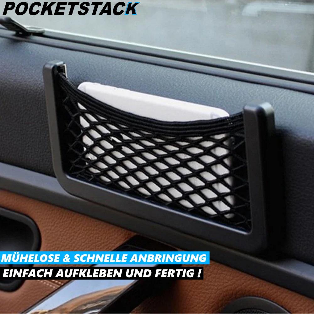 POCKETSTACK Ablagefach Aufbewahrungsnetz Netztasche Auto KFZ selbstklebend