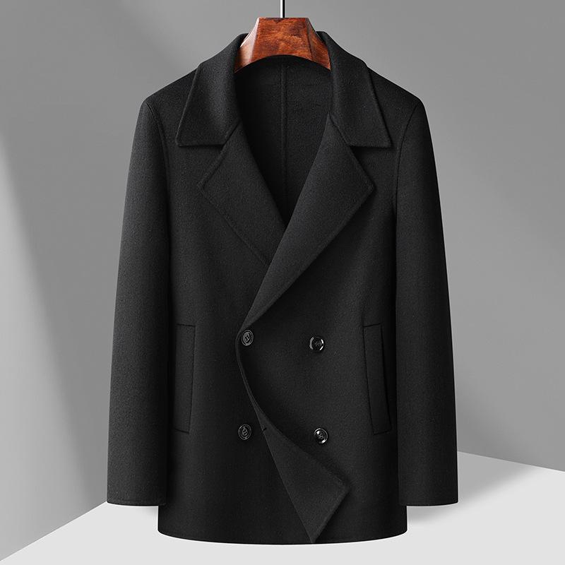 

Короткое двубортное двухстороннее шерстяное пальто мужское осенне-зимнее новое молодежное шерстяное пальто 2XL