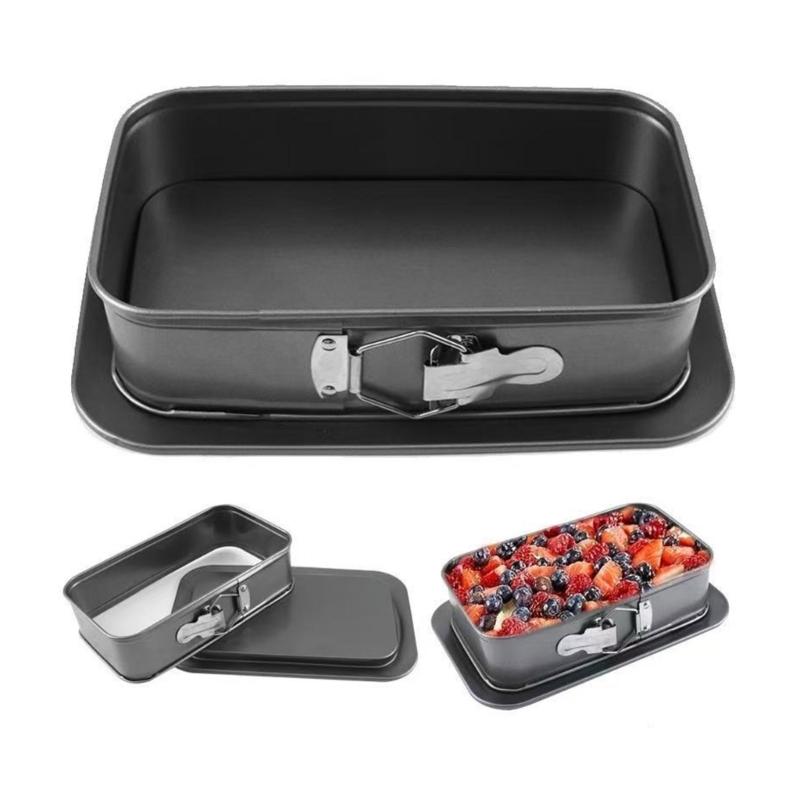 Carbon Steel Cheesecake Pan With Locking Clasp Easy Releases Mould For Dessert Nonstick Rectangular Bakeware