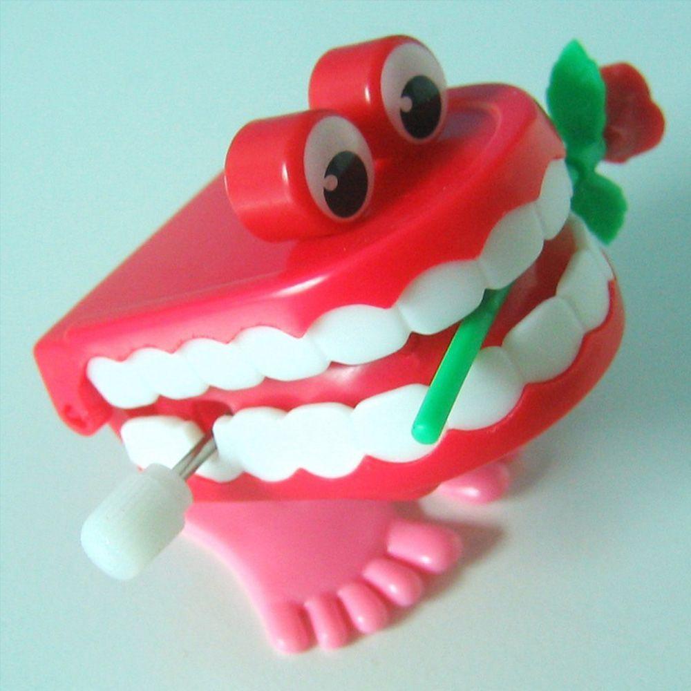 Denture Chattering Funny Plastic Walking Teeth Shape Clockwork Toy Wind Up Clockwork Toy Teeth Rose