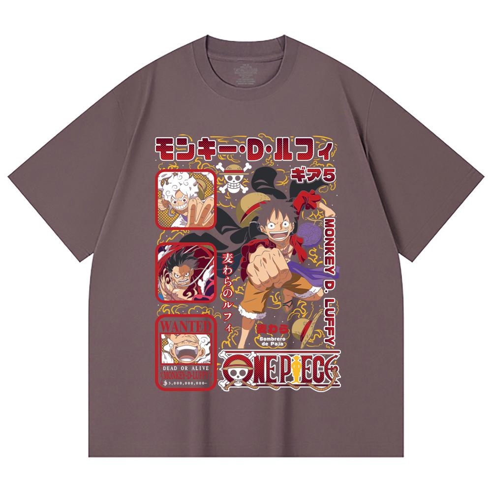 230 Gsm 100% Cotton One Piece V78 Luffy Print Unisex Heavy Cotton T Shirt