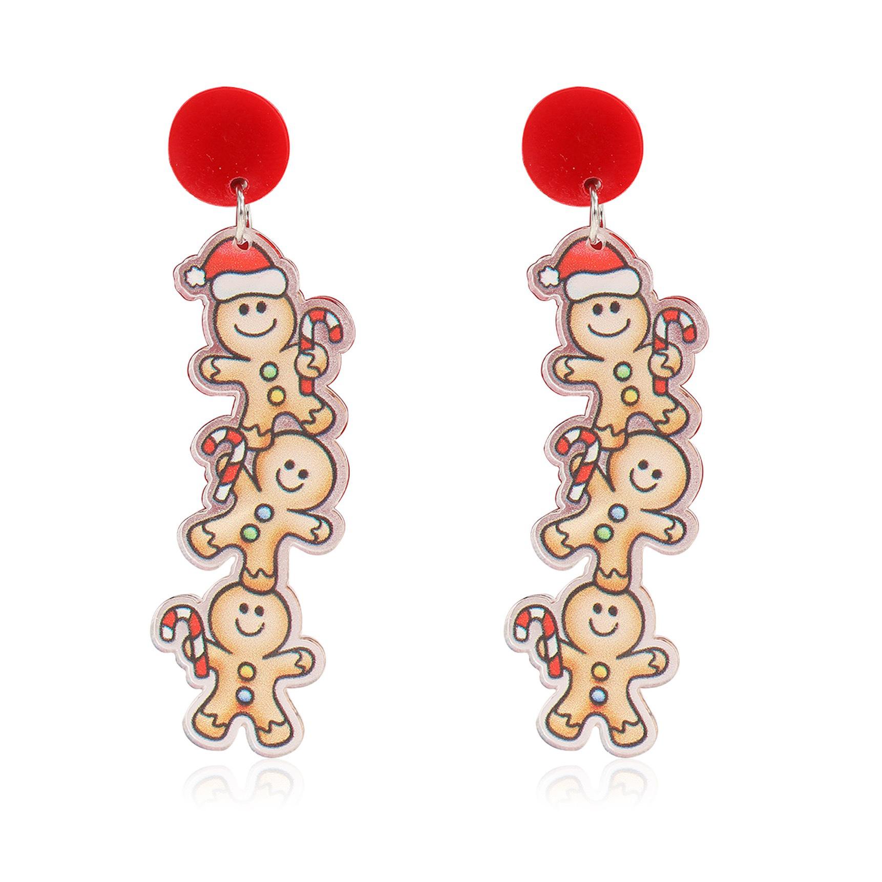 Charming Christmas Gingerbread Man Earrings: Vintage-Style High-End Cartoon Pendant Accessories
