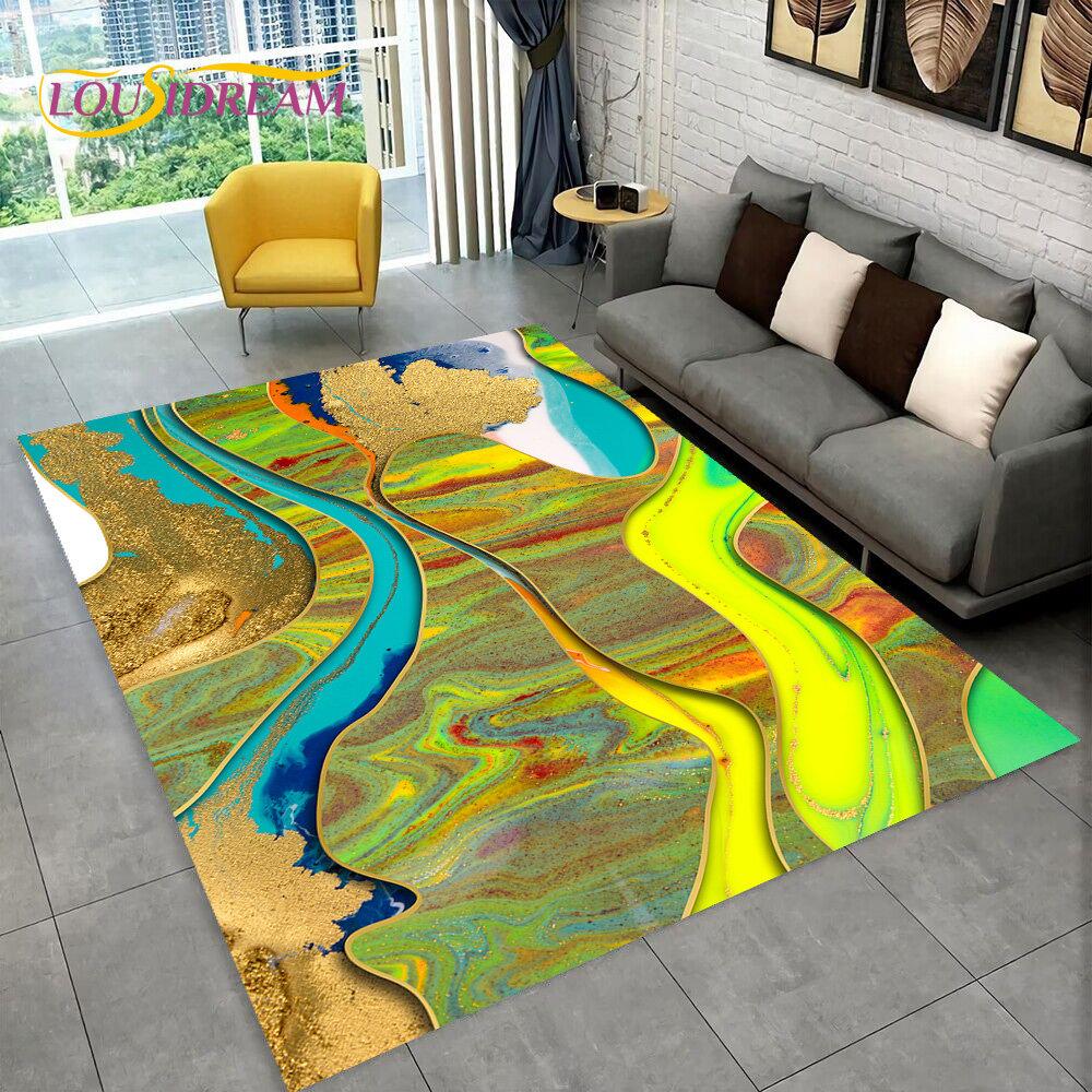 Τρισδιάστατο Χρυσό Σκανδιναβικό μάρμαρο Υπέροχο χαλί περιοχής, χαλί για το σπίτι του καθιστικού καναπέ κρεβατοκάμαρας, πατάκι, διακόσμηση κουζίνας, αντιολισθητικό πατάκι