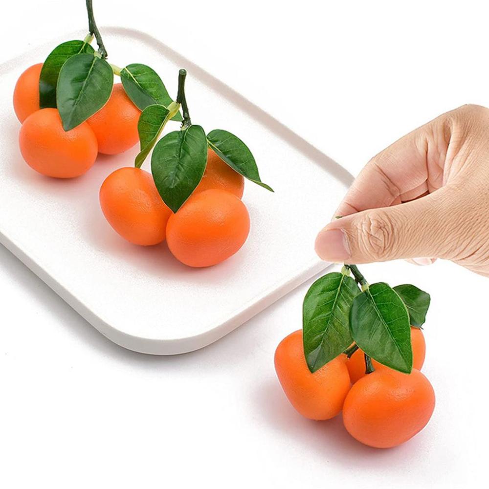 Fruits 3-6 Branches Home Ornaments Artificial Fruit Tangerine Model Party Decor Fake Oranges