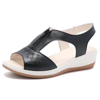 Fashion Women Summer Sandals New Wedge Roman Sandals Female Fish Mouth Zipper Breathable Wedge Women Designers Luxury