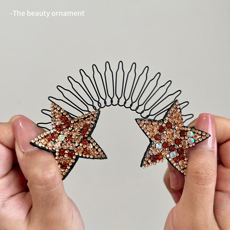 Rhinestone Star Hair Comb for Women, Invisible Hair Comb for Back of Head, Dance Hairpin Comb