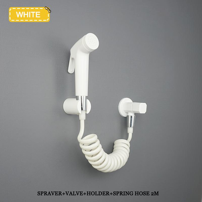 Set Bidet Portatile con Doccetta a Mano Montaggio a Parete Bianco Pistola a Spruzzo Doccia Portatile Rubinetto Risciacquo ad Alta Pressione Spruzzatore Accessori Bagno