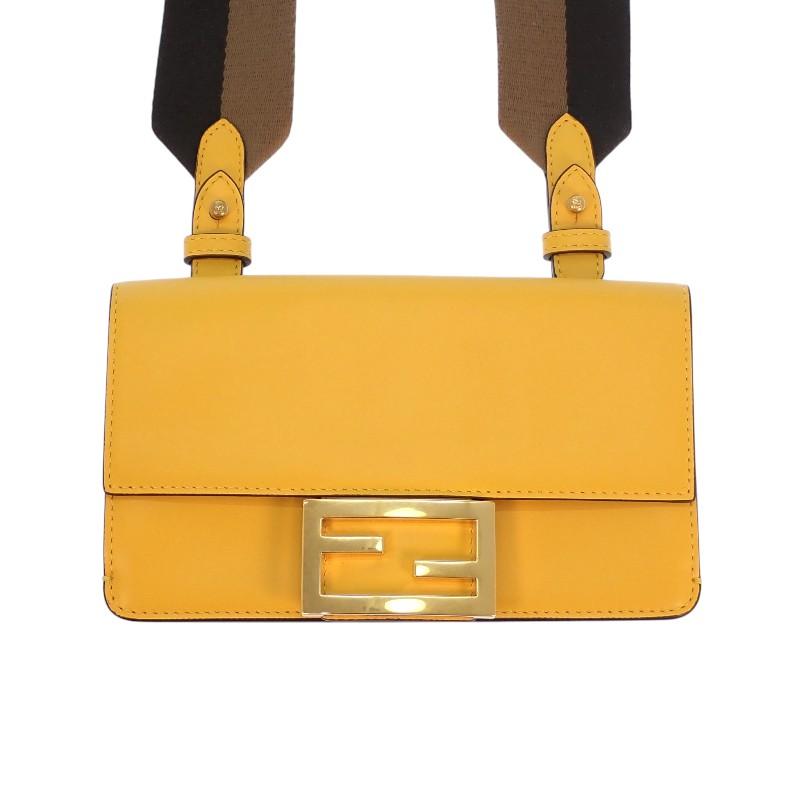Fendi 8BS039 Shoulder Bag Yellow Leather Women