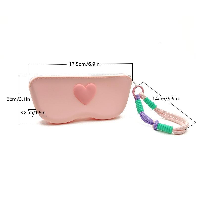 New Heart-Shaped Silicone Eyeglass Storage Bag Fashionable Travel Portable Sunglasses Protective Coverstorage Bag Silicone Bag