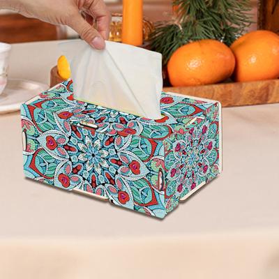 DIY Diamond Art Paper Towel Holder Wooden 5D Diamond Painting Tissue Holder Diamond Decorative Tissue Box for Living Room Decor