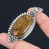 Seam Agate Gemstone 925 Sterling Silver Mother Handmade Flower Pendant Jewelry