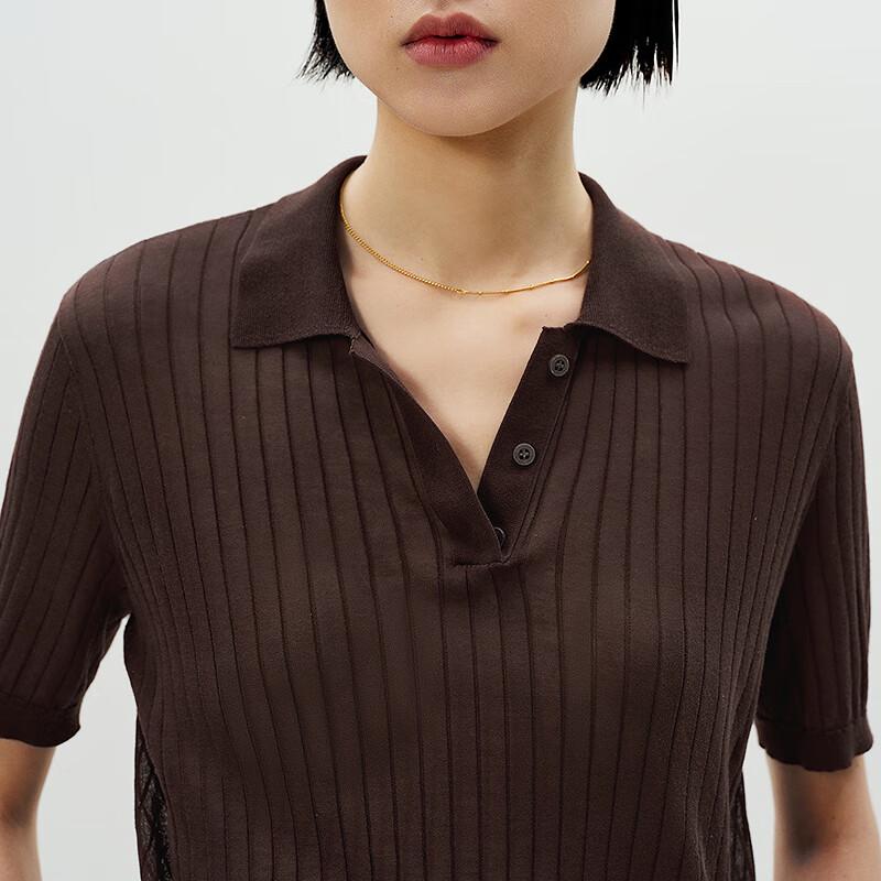 LESS 2025 Summer Straight-Fit Short Sleeve Knit Polo Shirt