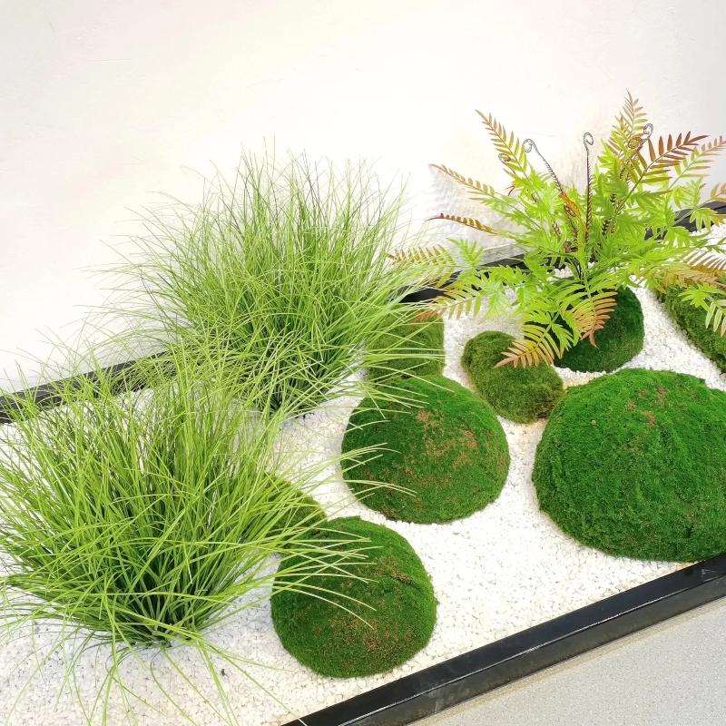 5PCS Simulated Small Grass Bushes for Decorating Fake Grasslands Simulating Reeds and Fake Green Plants Home Decoration PVC Material