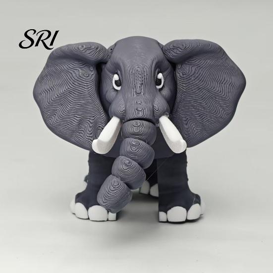 Movable Joints Animal Toy 3D Printed Elephant Figurine Simulated Stress Relief Statue Fidget Home Office Desktop Decoration Ornament
