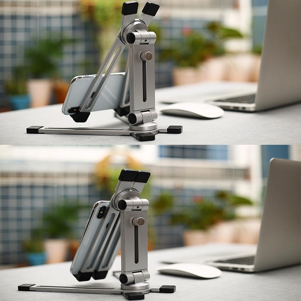 Aluminum Foldable Tablet Stand with Ergonomic Design for Posture Phone Desktop Stand for and Adjustable Height and Portable Stability, Non-Slip,