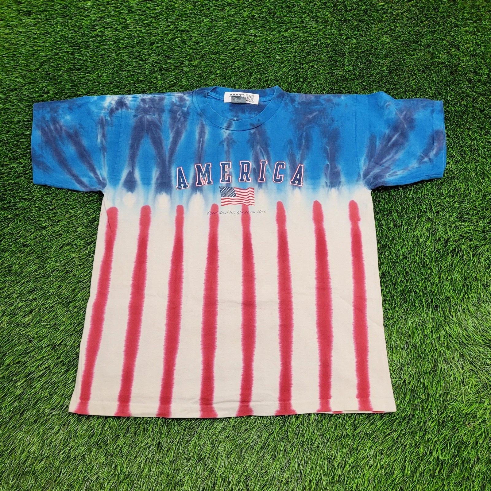 Vintage 90s American Flag Shirt M/L 21x25 Americana Patriotic 4XL