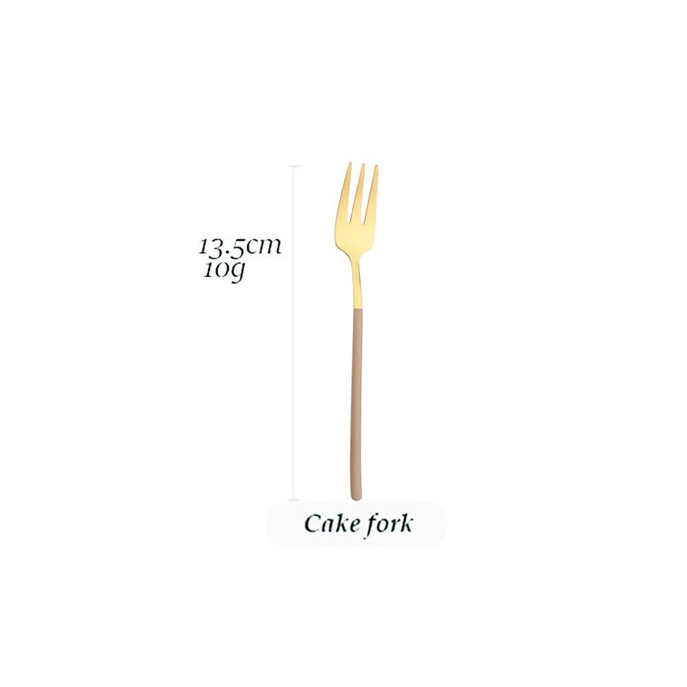 

Набор столовых приборов из коричневого золота, столовое серебро, высококачественные столовые приборы, вилки, ножи, набор ложек для кухонного набора столовой посуды Cake Fork