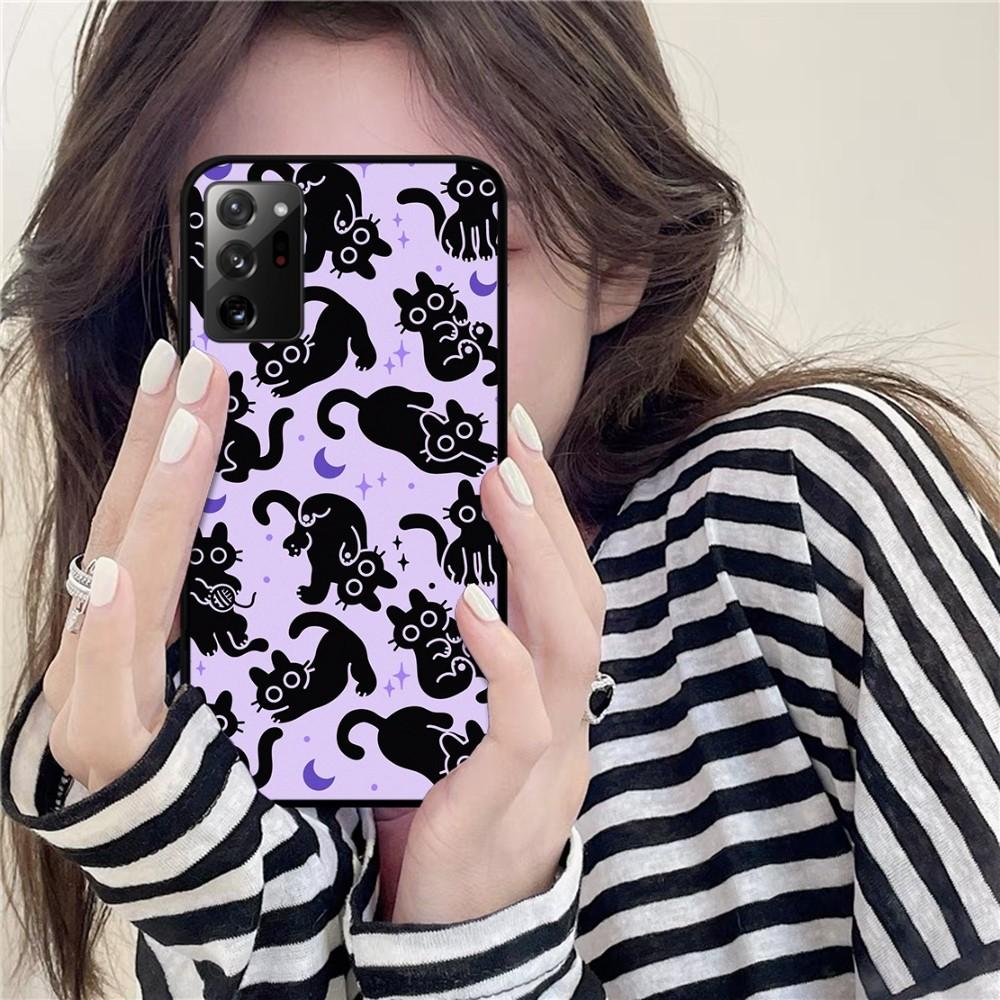 Cartoon Black Cat Phone Case For Samsung Note 8 9 10 20 pro plus lite M 10 11 20 30 21 31 51 A 21 22 42 02 03