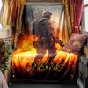 Soldier With Backpack And Gun In Flames Blanket Personalized Name Soft Comfortable Stylish Blanket Car Blanket Perfect For Travel Camping Outdoor Home