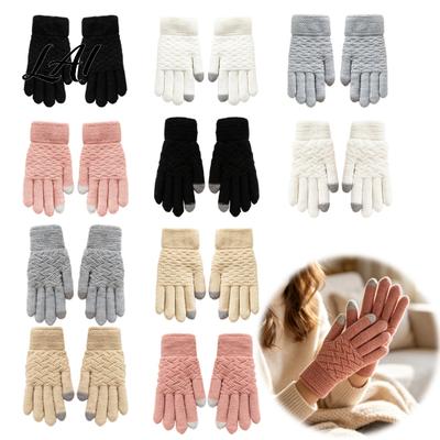 Double Layer Heat Storage Gloves 1 Pair Winter Warm Fleece Lined for Women Men Cold Resistant Weather Thermal Gloves Thickened Knit Touchscreen