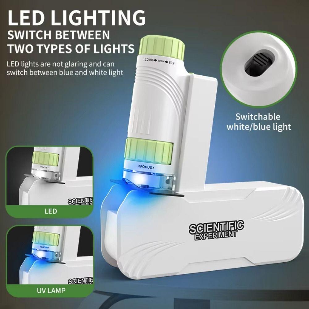 With LED Light Portable Handheld Microscope Toy Mini Microscope for Kids  Student Science Lab