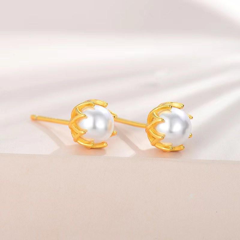 Beixi Silver Jewelry French Romantic S925 Sterling Pearl Crown Retro Luxury Earrings for Women 925 Silver