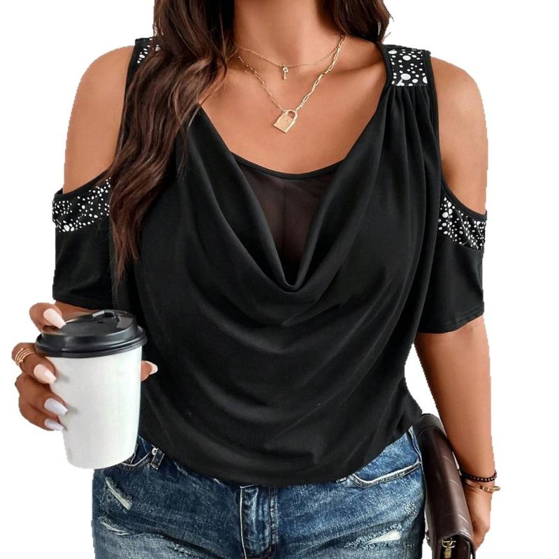 V-neck Top Summer Plus Size Women's Off-the-shoulder Batman T-shirt Women