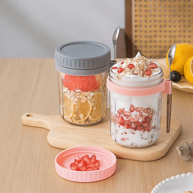 4er- oder 8er-Pack 16oz luftdichte Glas-Overnight-Oats-Gläser mit Deckeln und Löffeln, ideal für Joghurt, Müsli und als tragbare Aufbewahrung für das Mittagessen im Büro.