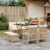 Vidaxl 9-Cz. Garden Furniture Set With Cushions, Beige, Poly Rattan